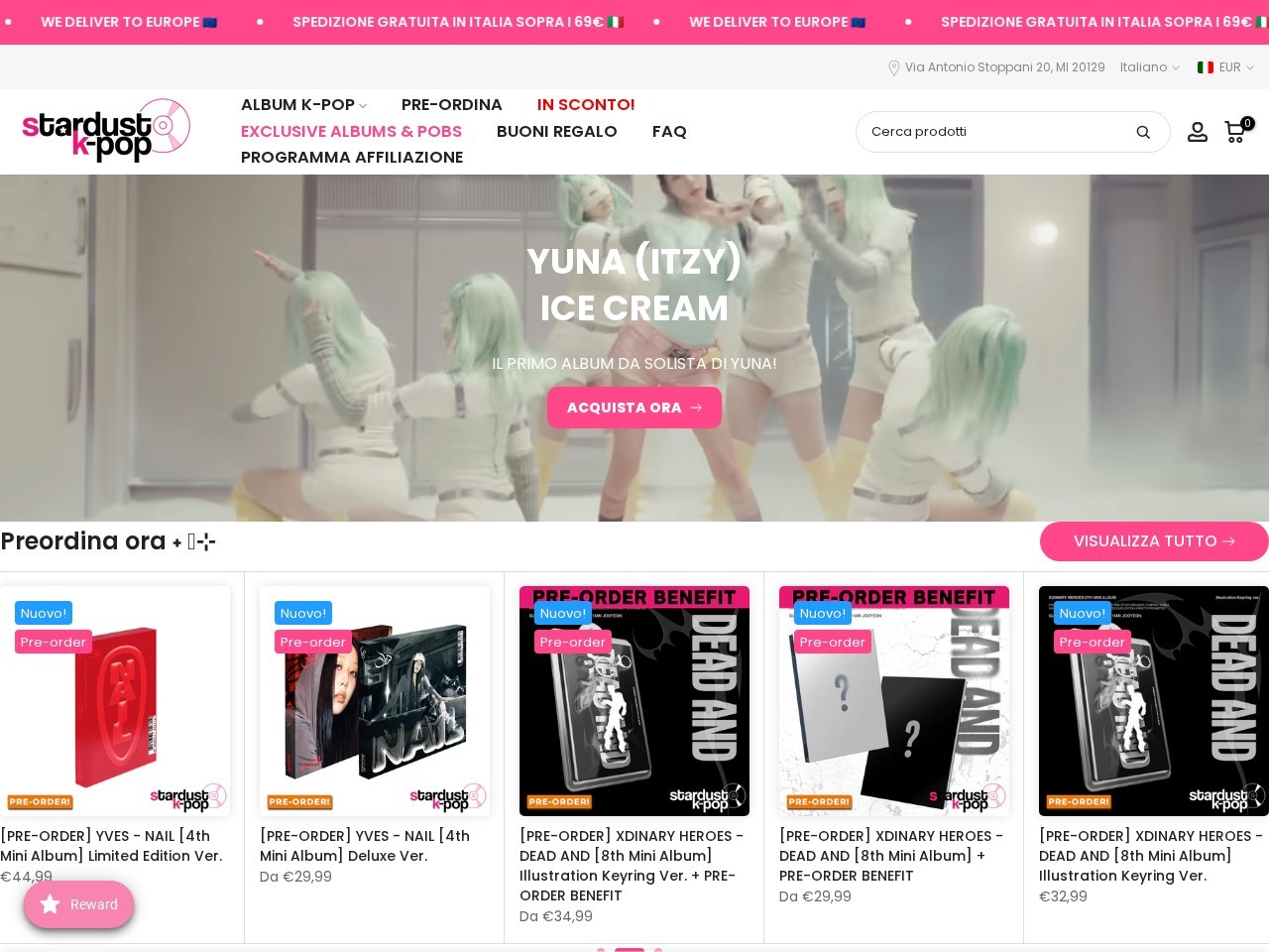 Stardust K-Pop Shop | Milano Italia — Website Preview