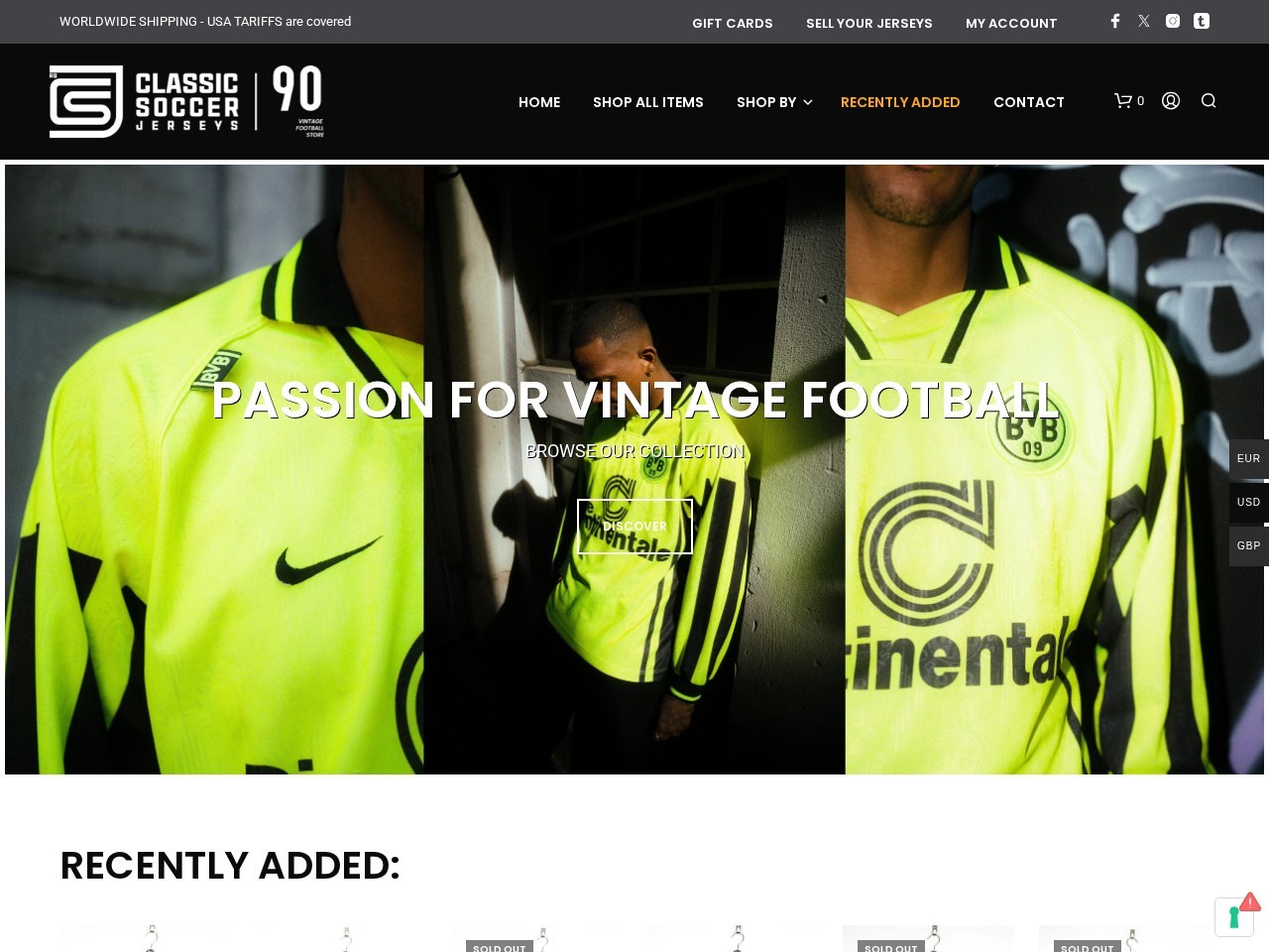 90 VINTAGE FOOTBALL STORE by RB - Classic Soccer Jerseys โ Website Preview