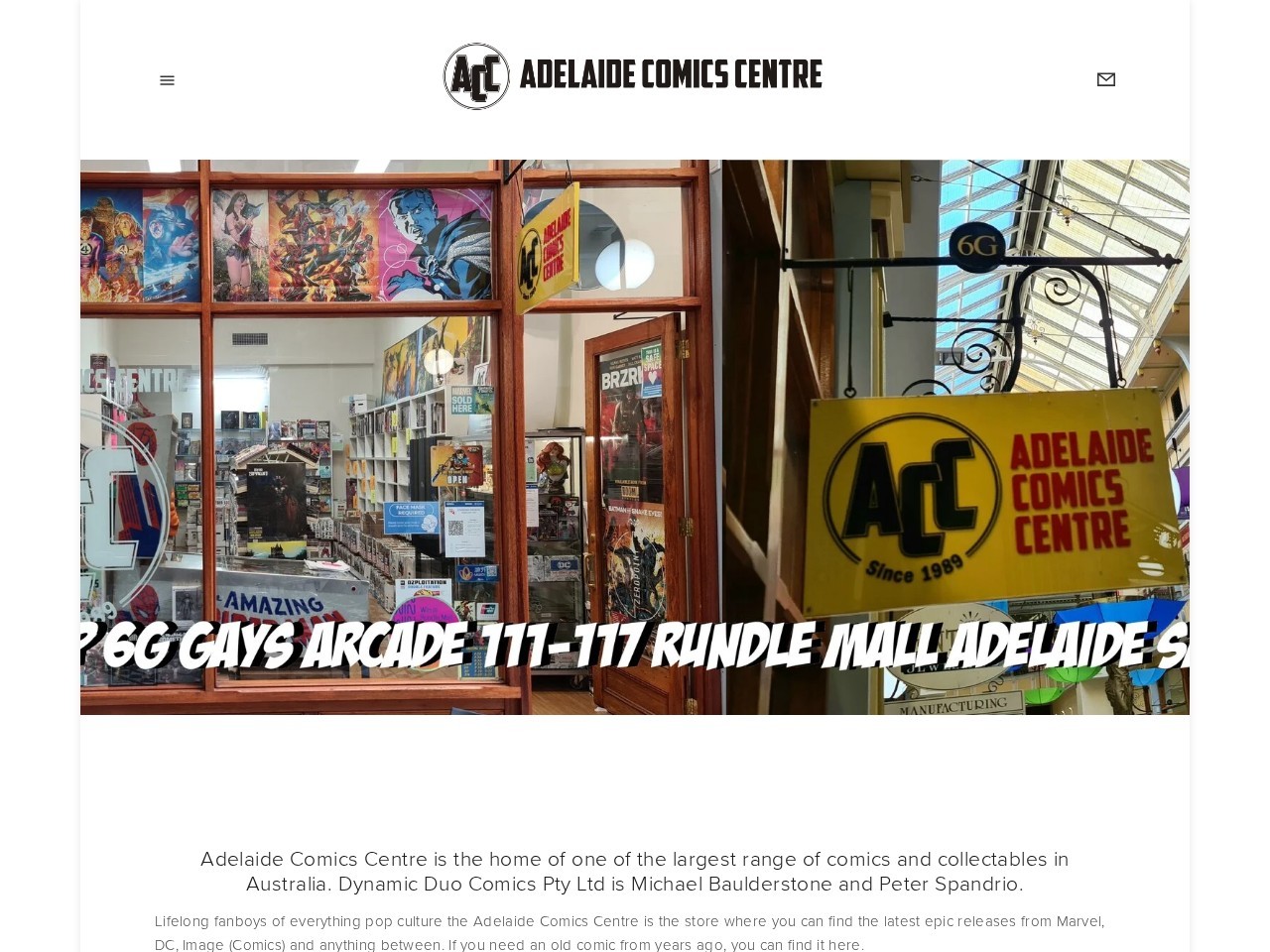 Adelaide Comics Centre — Website Preview
