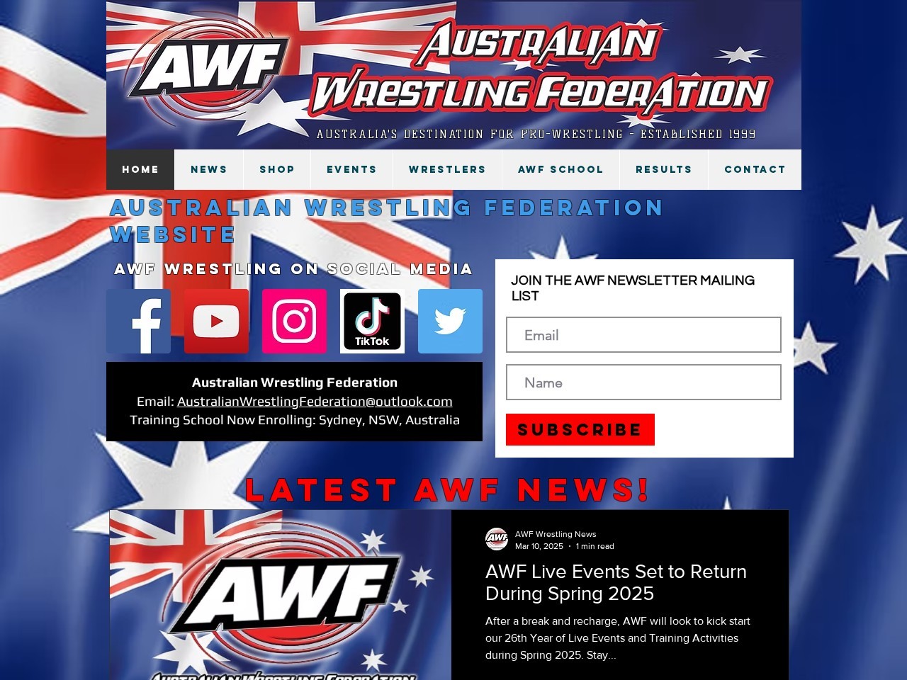 AWF Wrestling Australia — Website Preview
