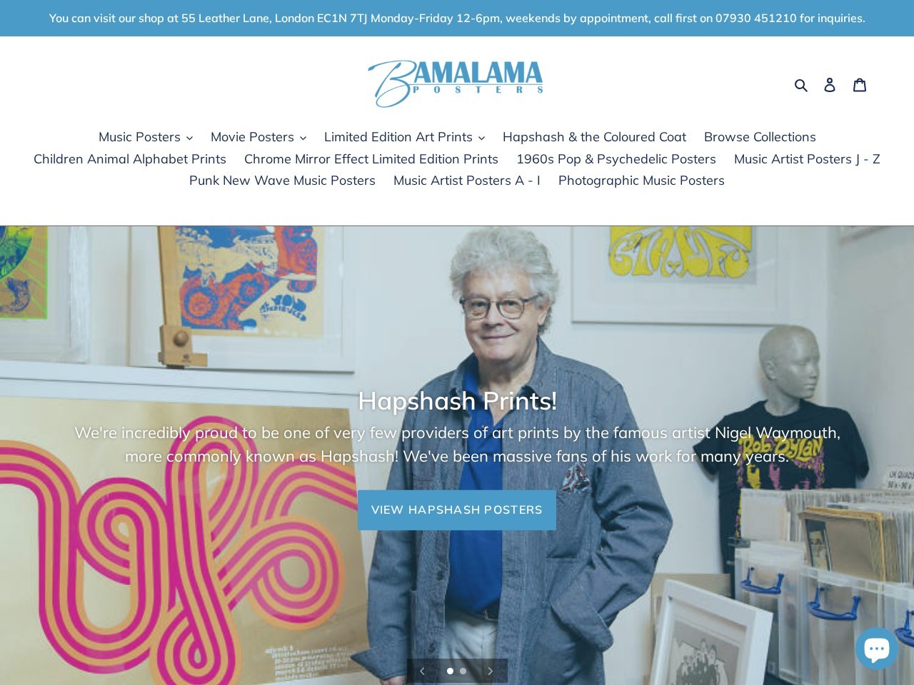 Bamalama Music & Movie Posters — Website Preview