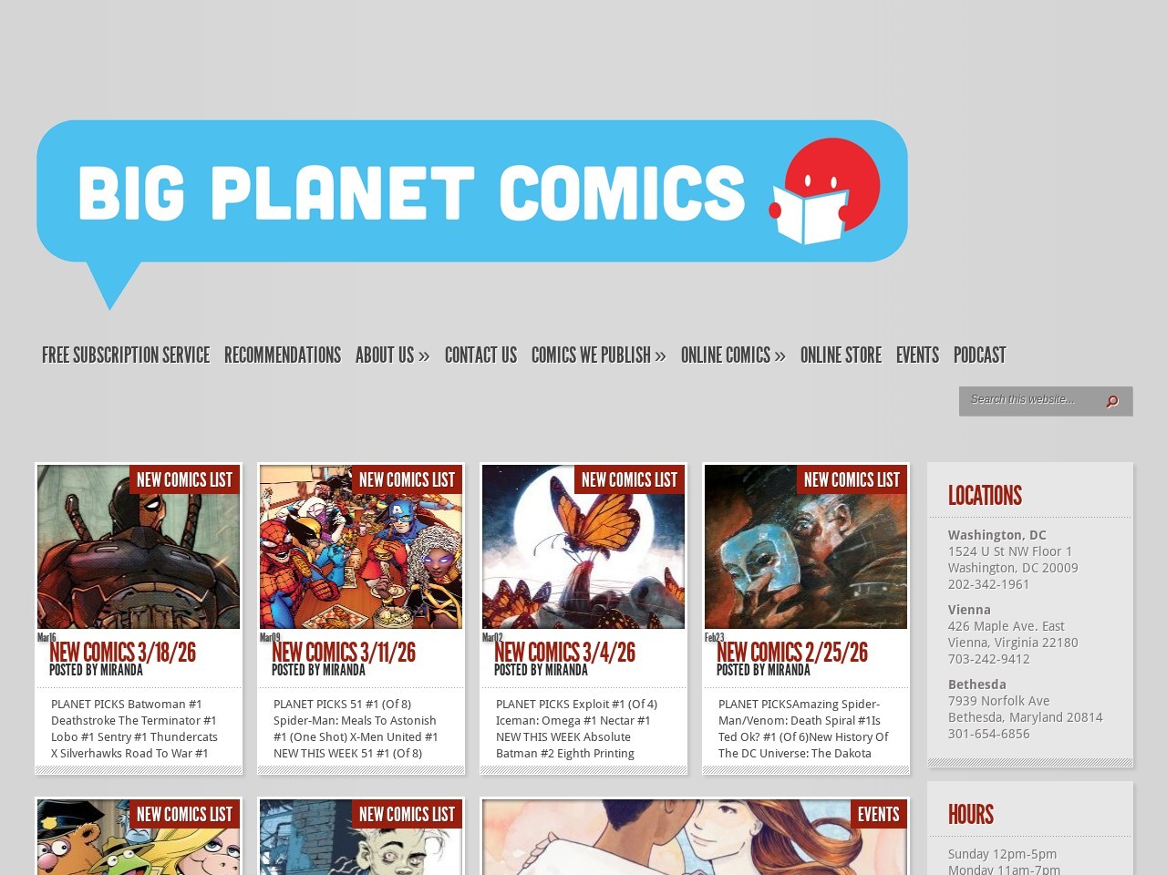 Big Planet Comics โ Website Preview