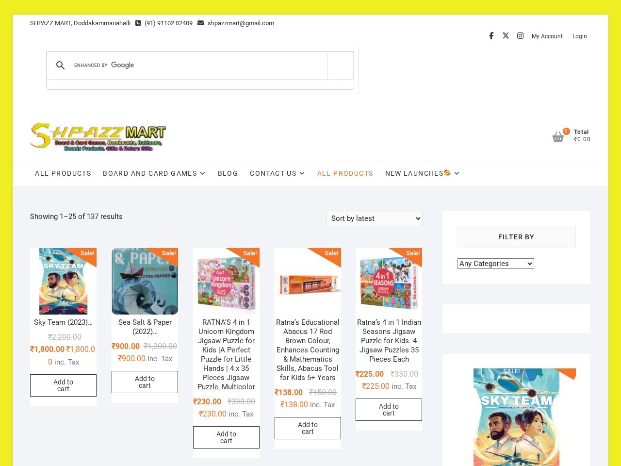 CARD Games, BOARD Games & Gift Shop - SHPAZZ — Website Preview