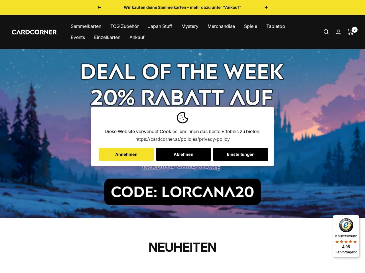 CARDCORNER — Website Preview