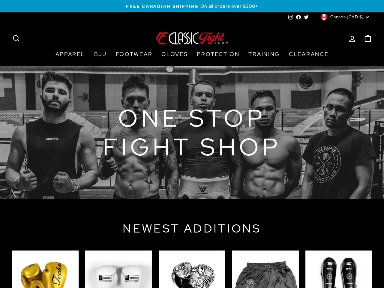 Classic Fight Shop — Website Preview