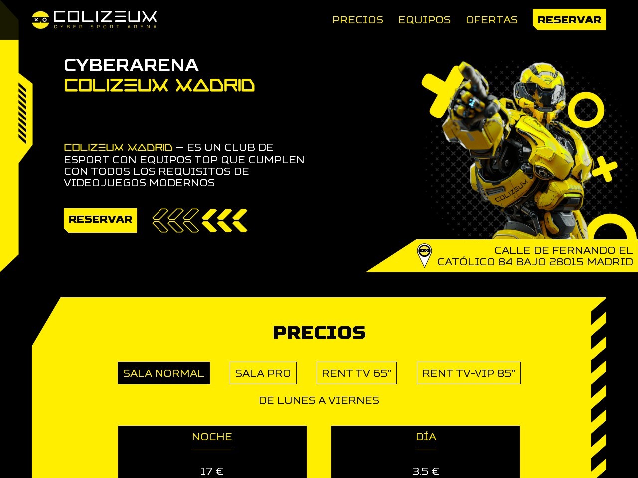 COLIZEUM Arena Gaming Center – Madrid — Website Preview