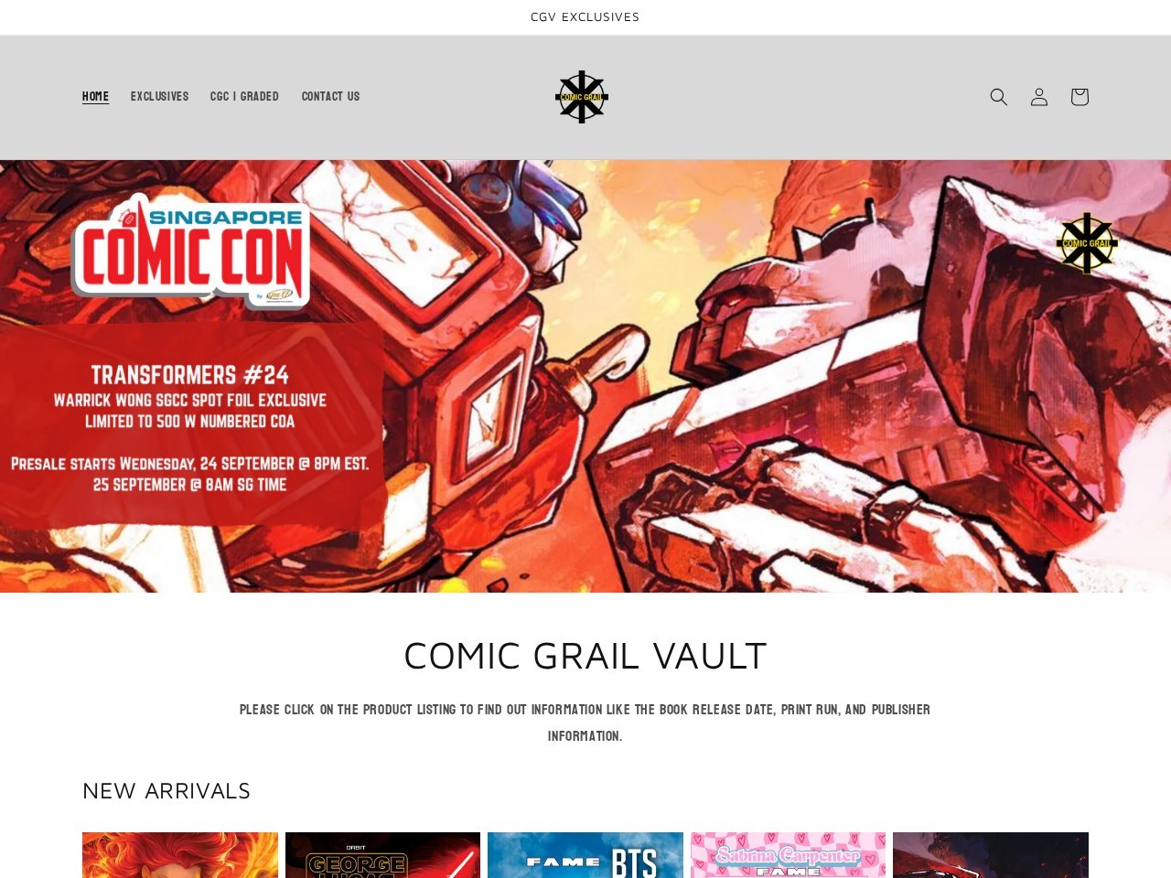 Comic Grail Vault — Website Preview