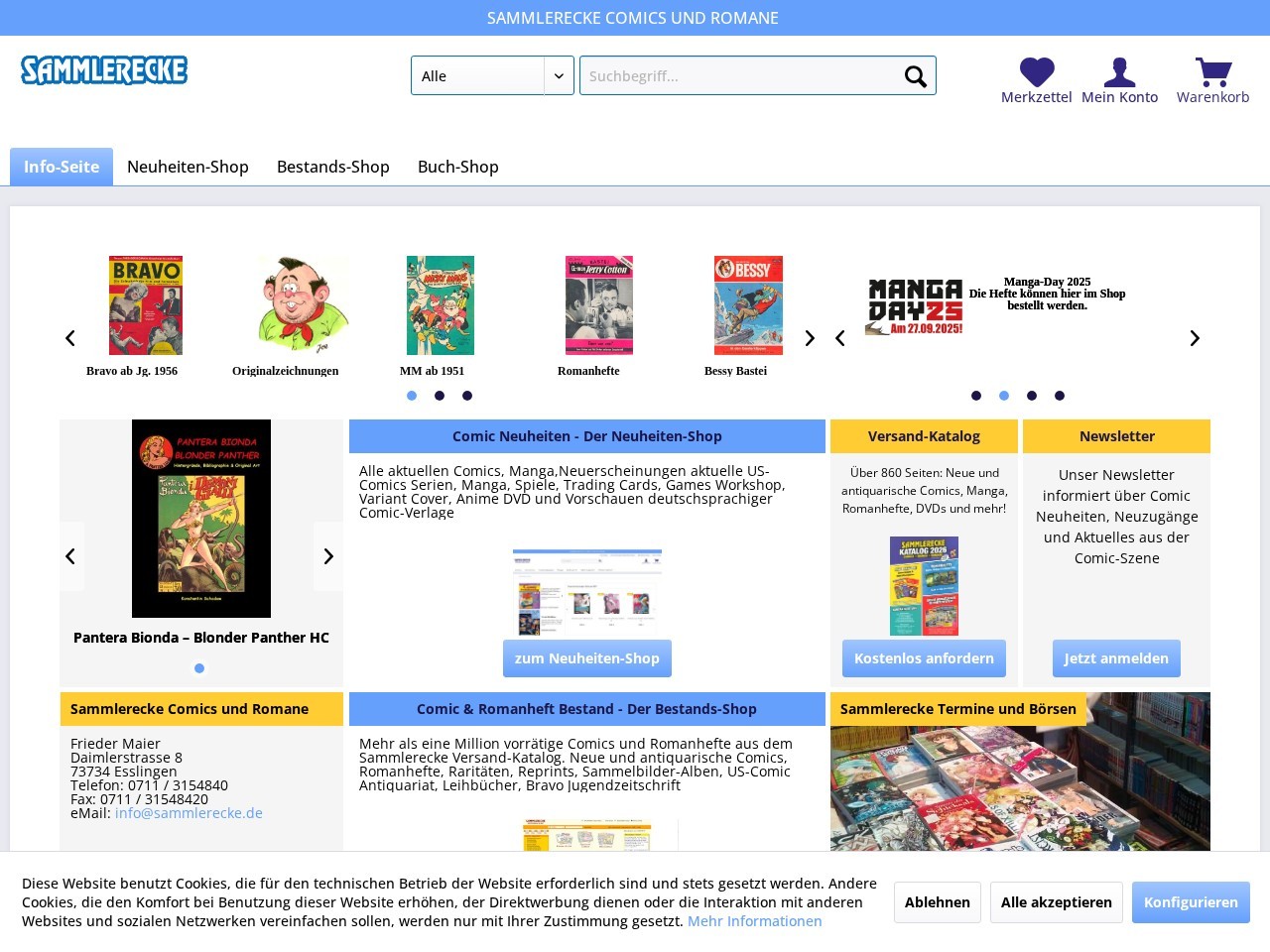 Comics and novels Sammlerecke F. Maier — Website Preview