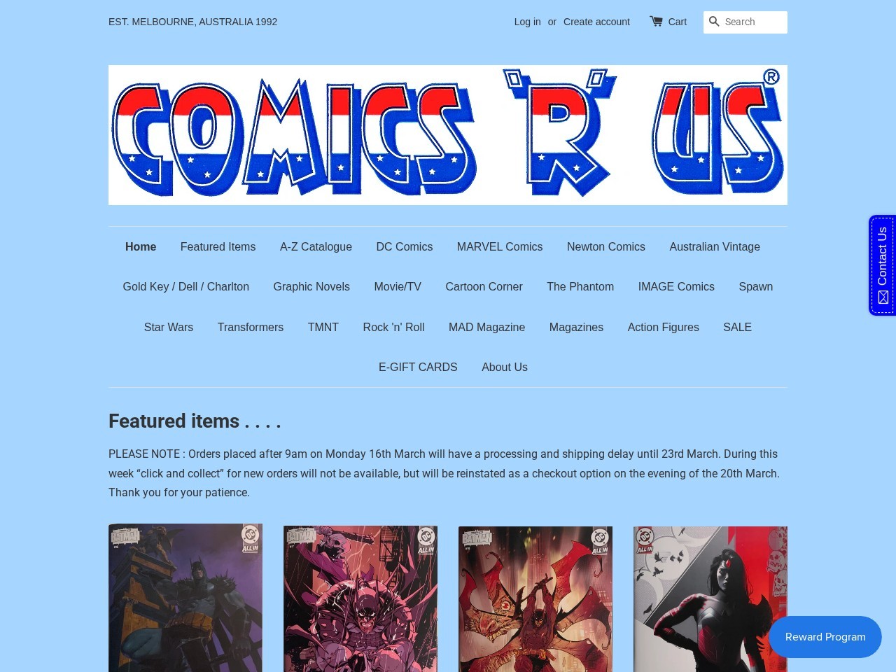 COMICS ‘R’ US — Website Preview
