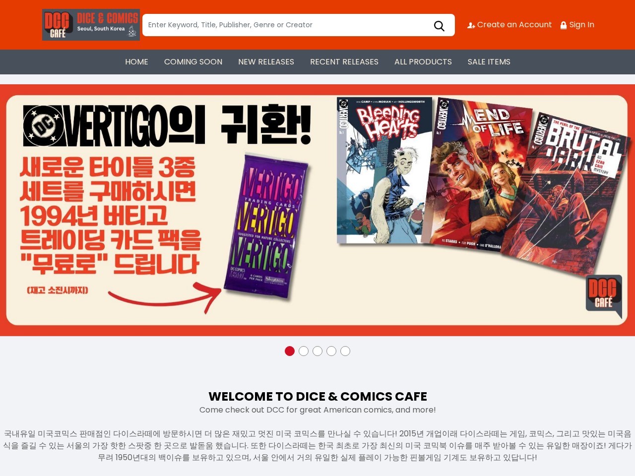 Dice & Comics Cafe (Formerly Dice Latte) — Website Preview