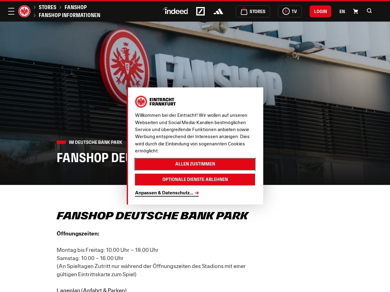 Eintracht Frankfurt Fanshop — Website Preview