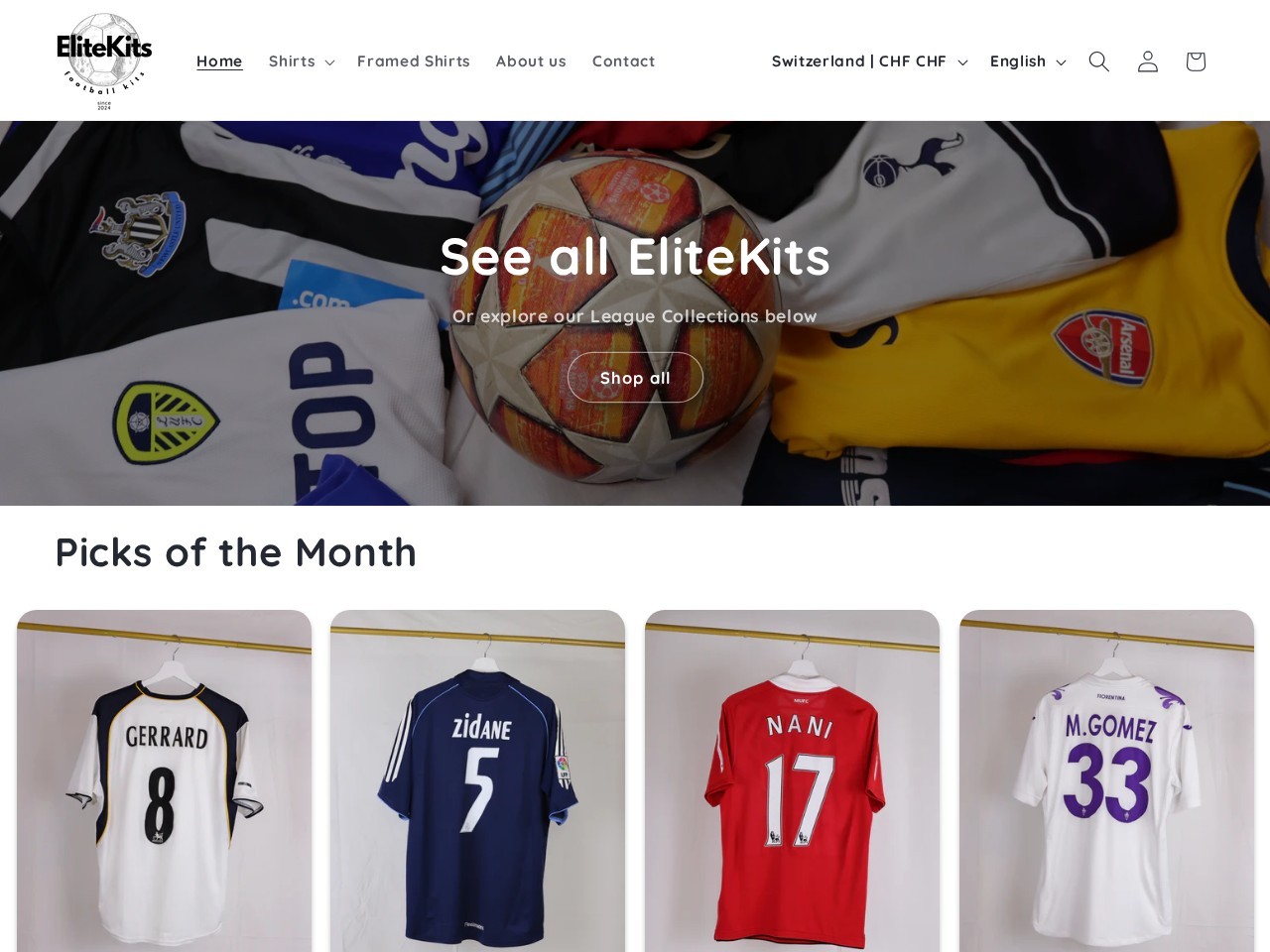 EliteKits.ch - Onlineshop for Vintage and Retro Football Shirts — Website Preview