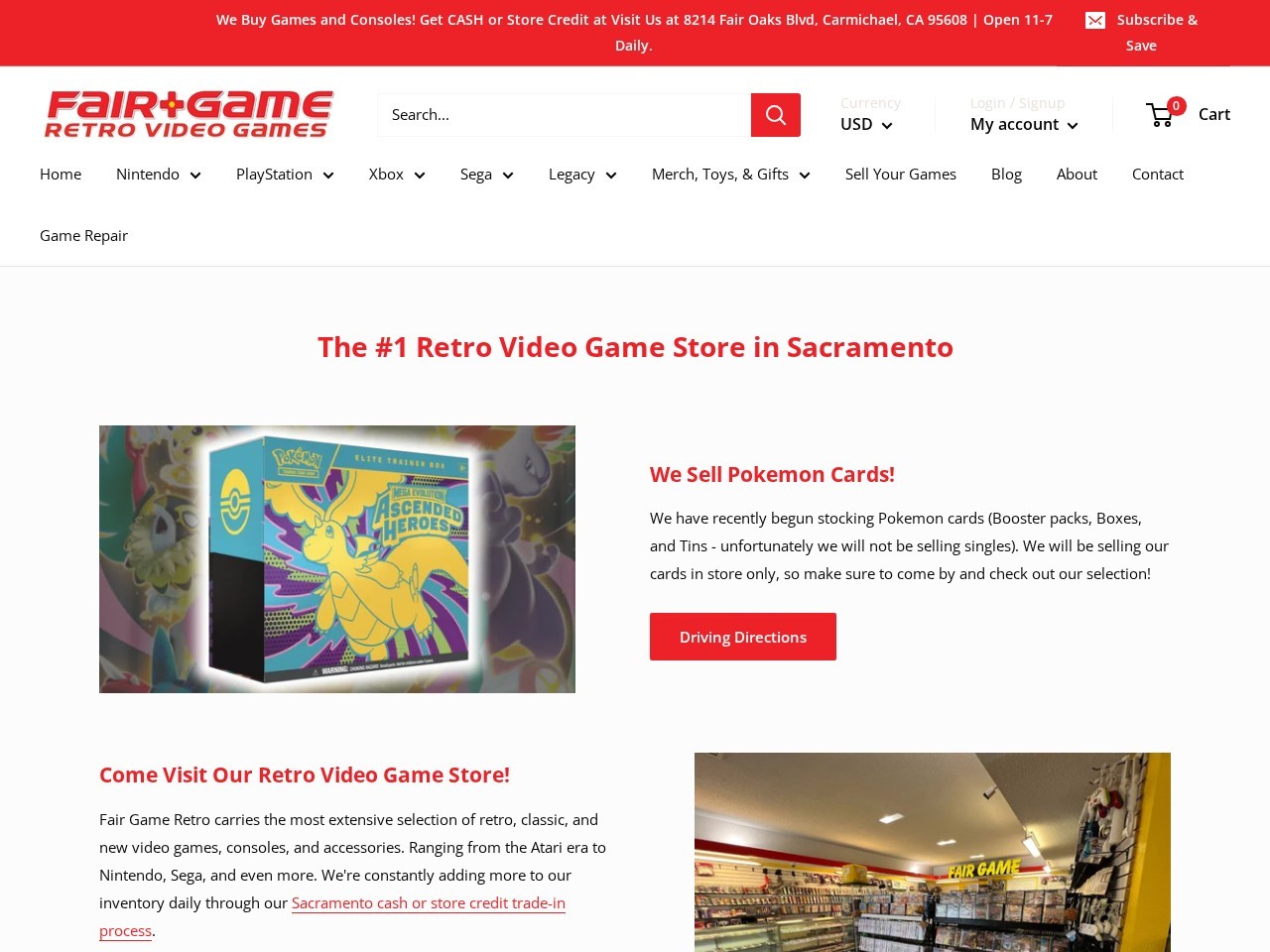 Fair Game Retro Video Games — Website Preview