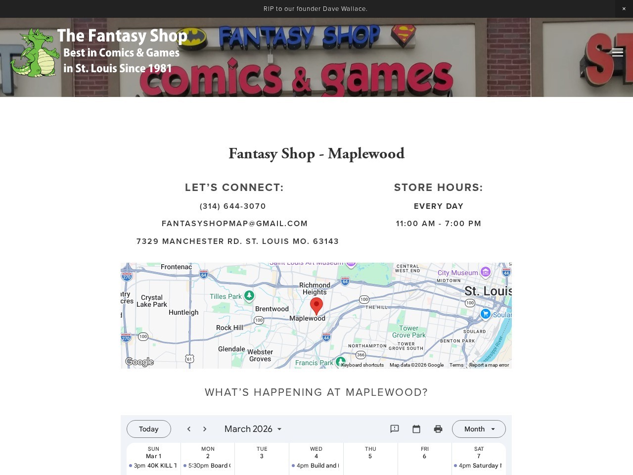 Fantasy Shop - Maplewood — Website Preview