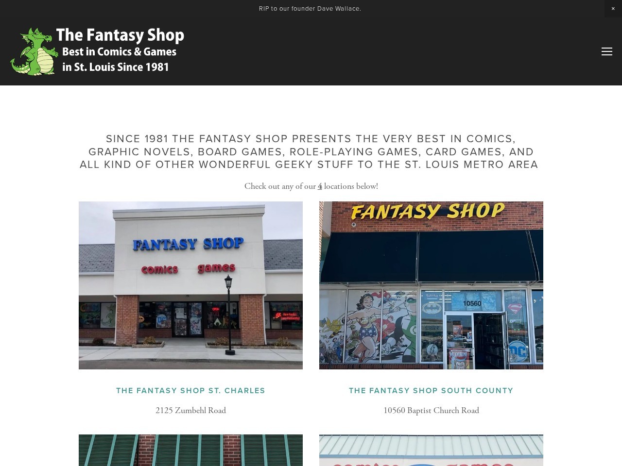 Fantasy Shop St. Charles — Website Preview