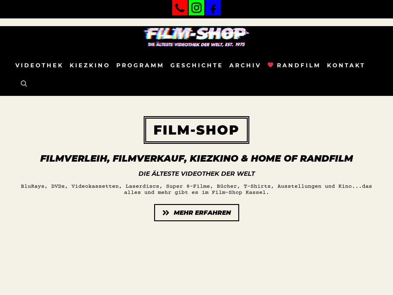 Film-Shop - Weltälteste Videothek — Website Preview
