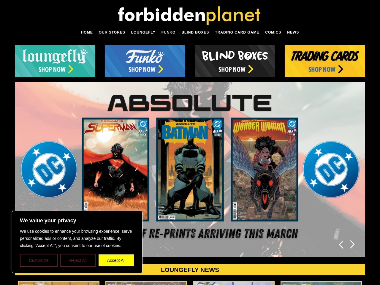 Forbidden Planet International — Website Preview