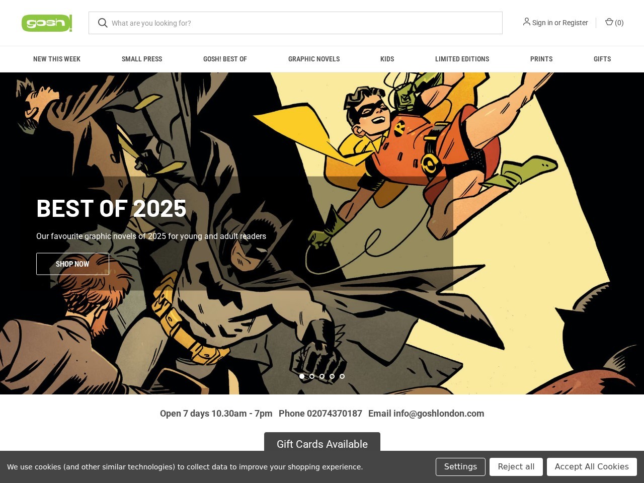 Gosh! Comics — Website Preview