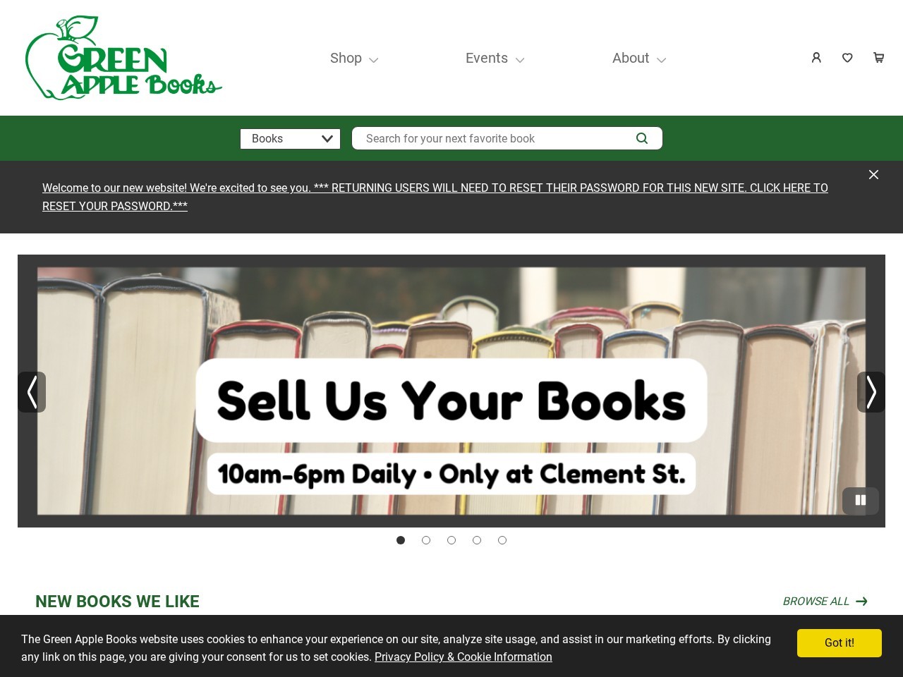 Green Apple Books — Website Preview