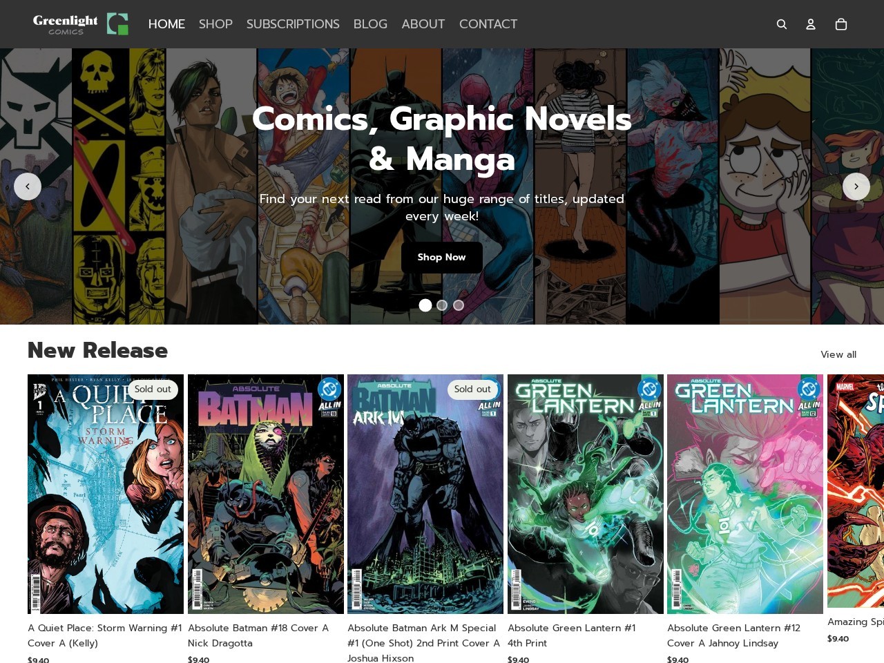 Greenlight Comics — Website Preview