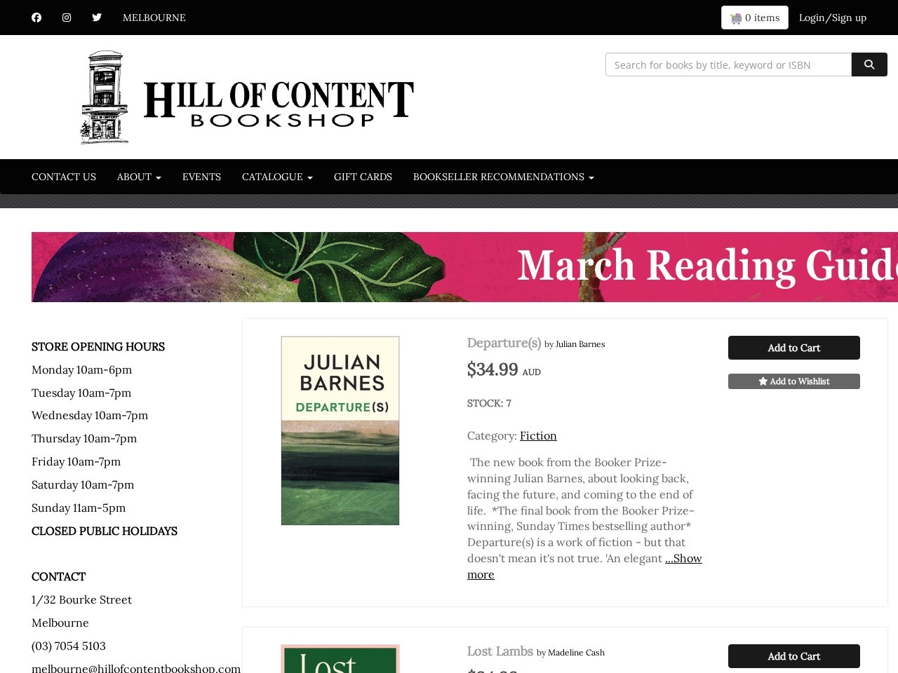 Hill of Content Bookshop — Website Preview