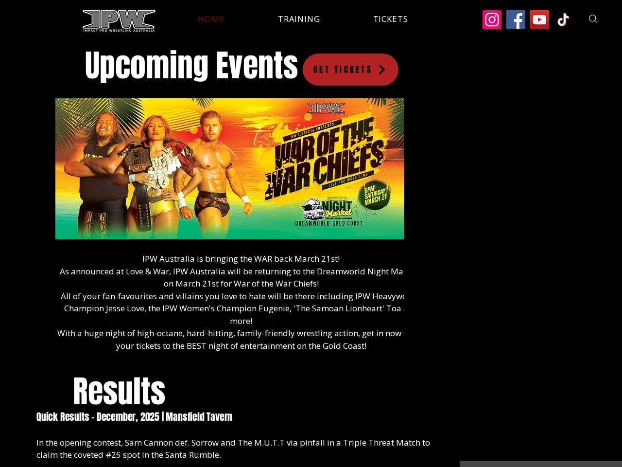 Impact Pro Wrestling Australia — Website Preview