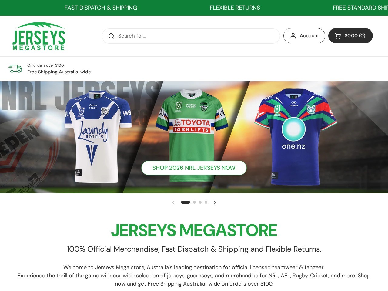 Jerseys Megastore — Website Preview