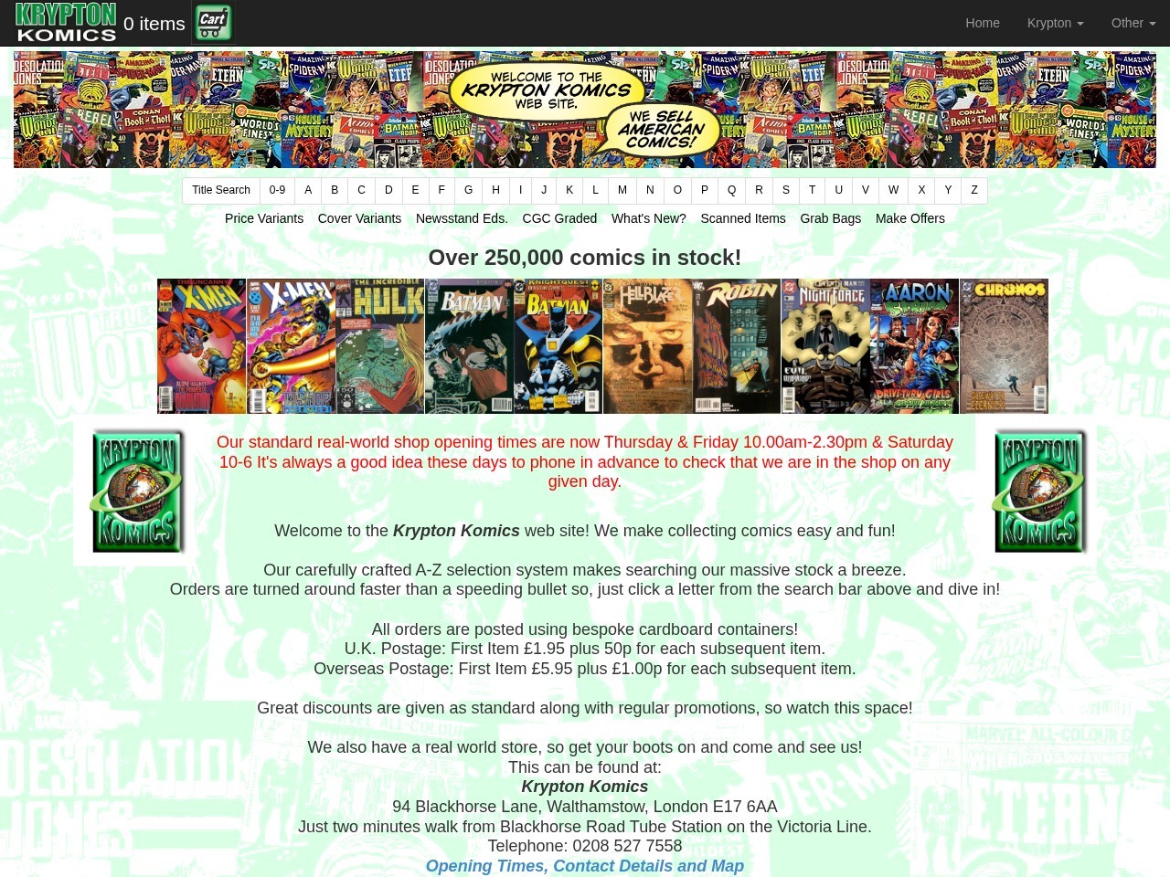 Krypton Comics & Books — Website Preview