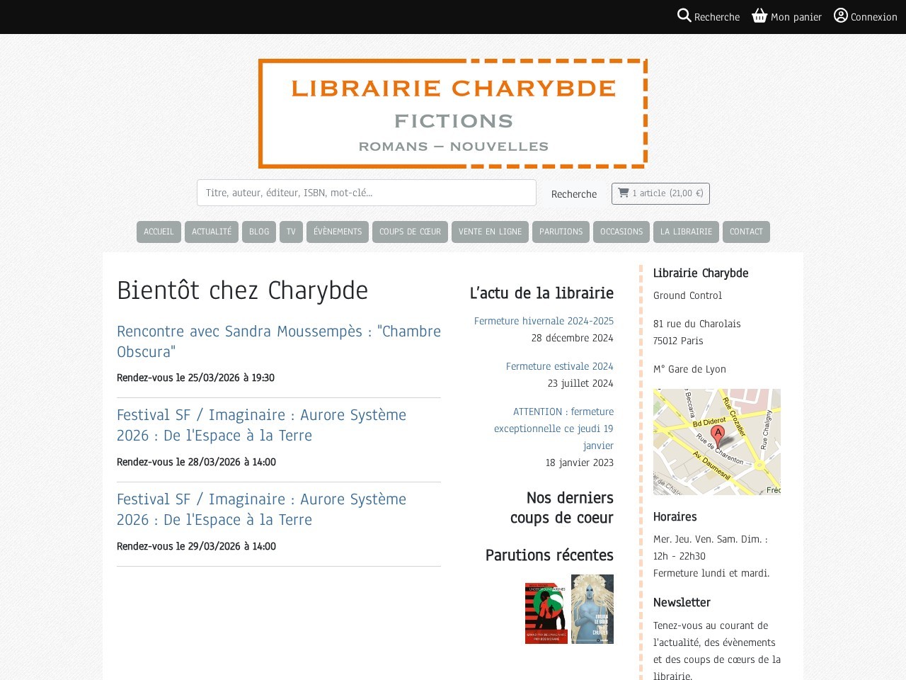 Librairie Charybde — Website Preview