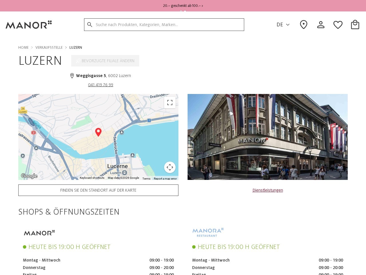 MANOR Luzern — Website Preview