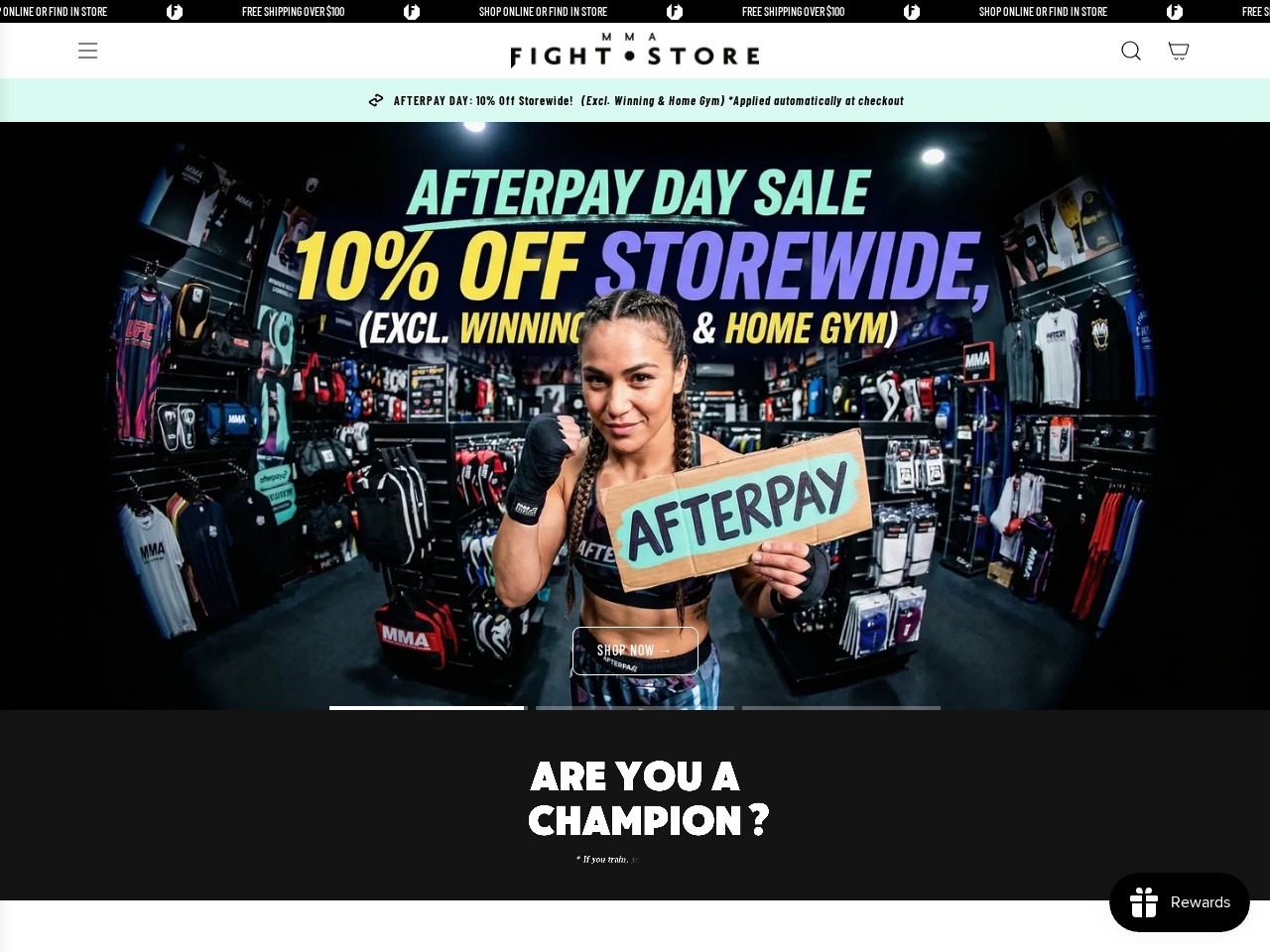 MMA Fight Store Sydney — Website Preview
