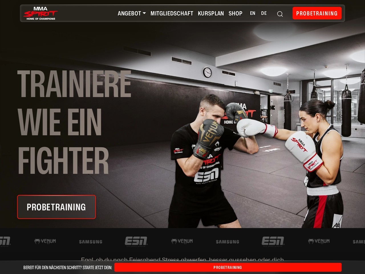 MMA Spirit | Home of Champions — Website Preview