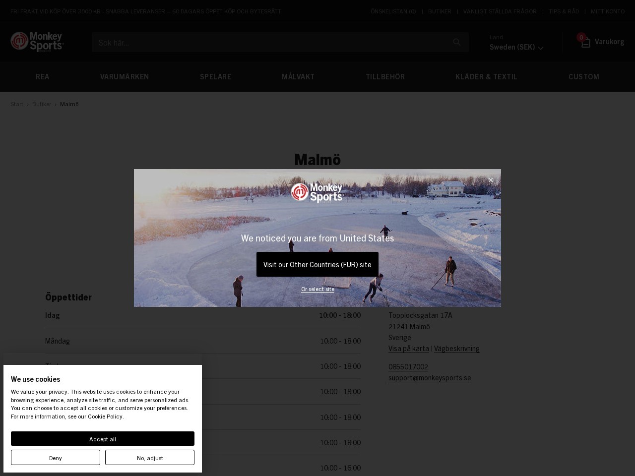 Monkey Sports Malmo — Website Preview