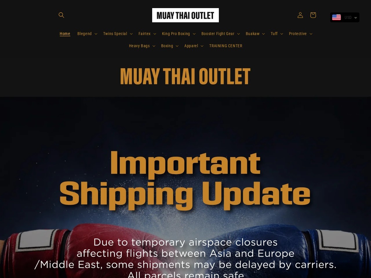 Muay Thai Outlet — Website Preview