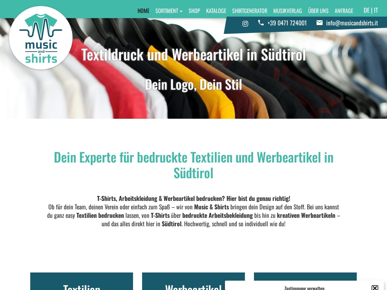 Music & Shirts KG — Website Preview