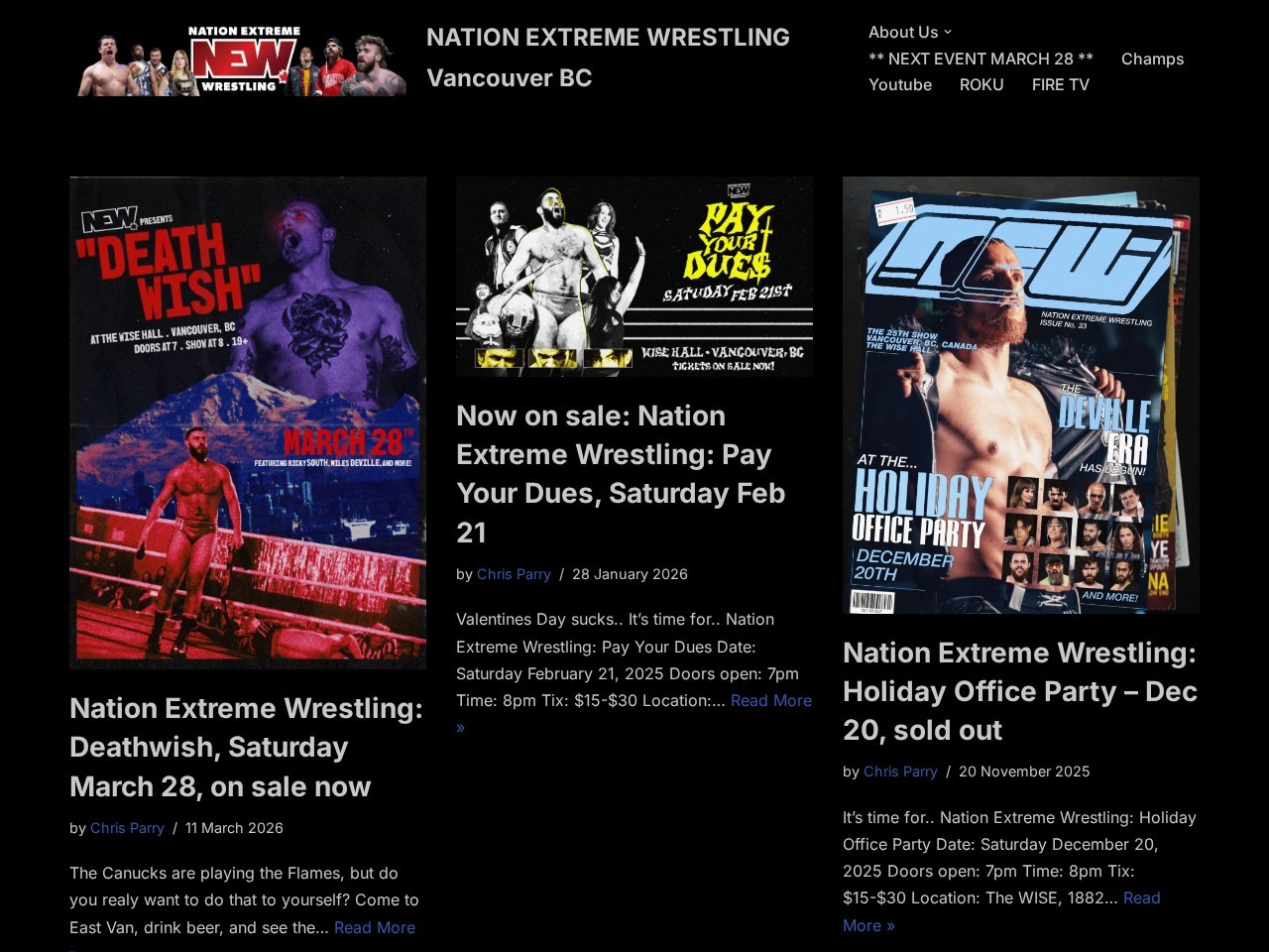 Nation Extreme Wrestling — Website Preview