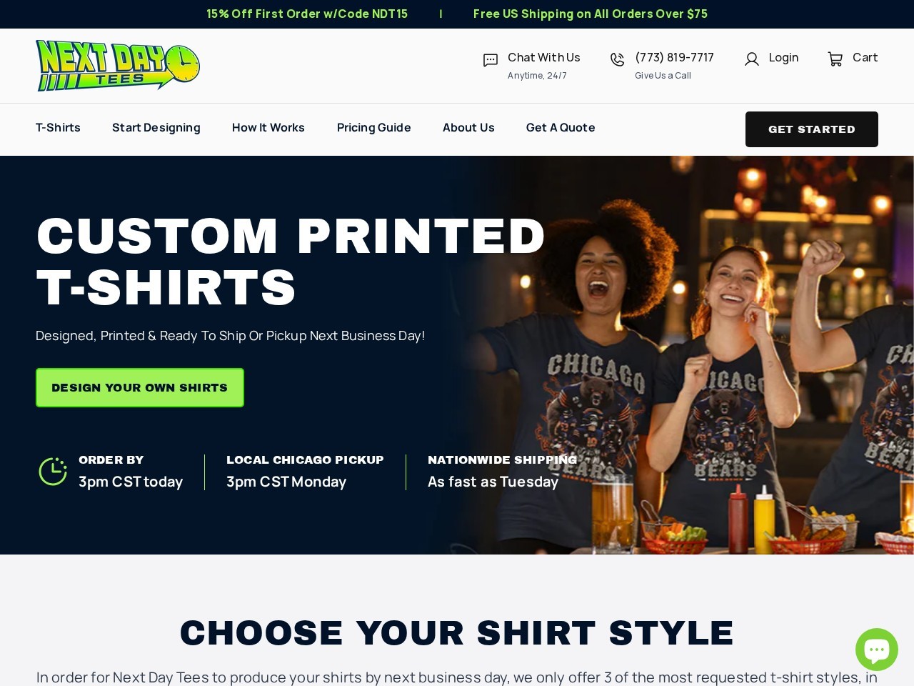 Next Day Tees — Website Preview