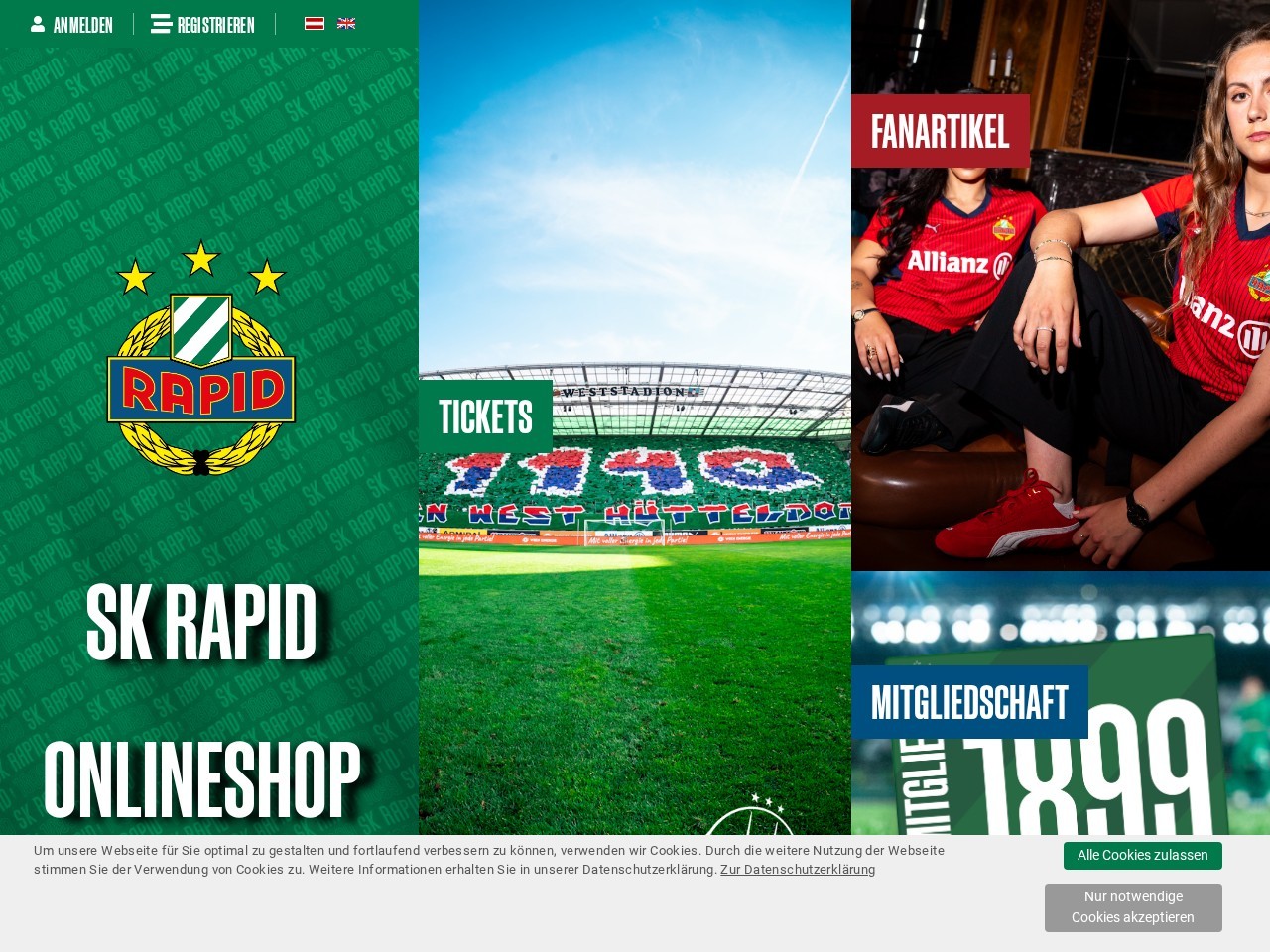 Official Fan Shop of SK Rapid Wien — Website Preview