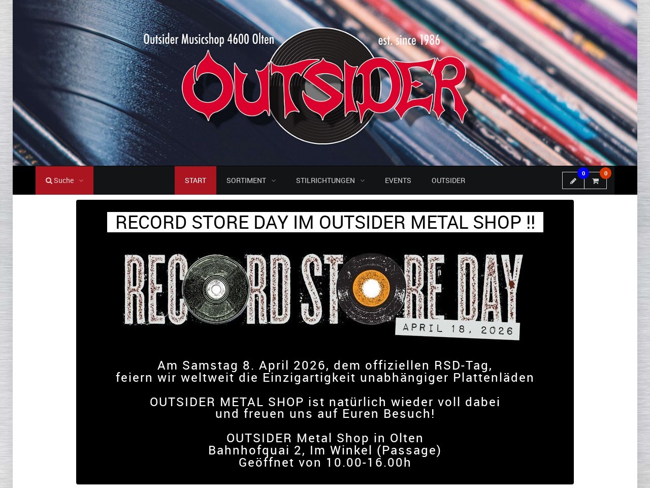 Outsider Music Shop GMBH — Website Preview
