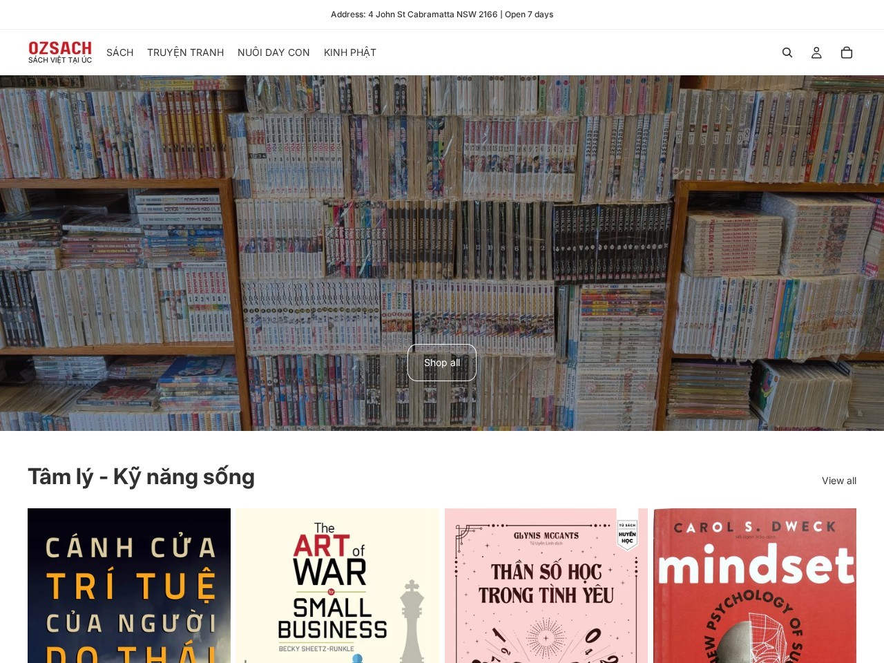 OZSACH Kho Sách Truyện Việt tại Úc — Website Preview