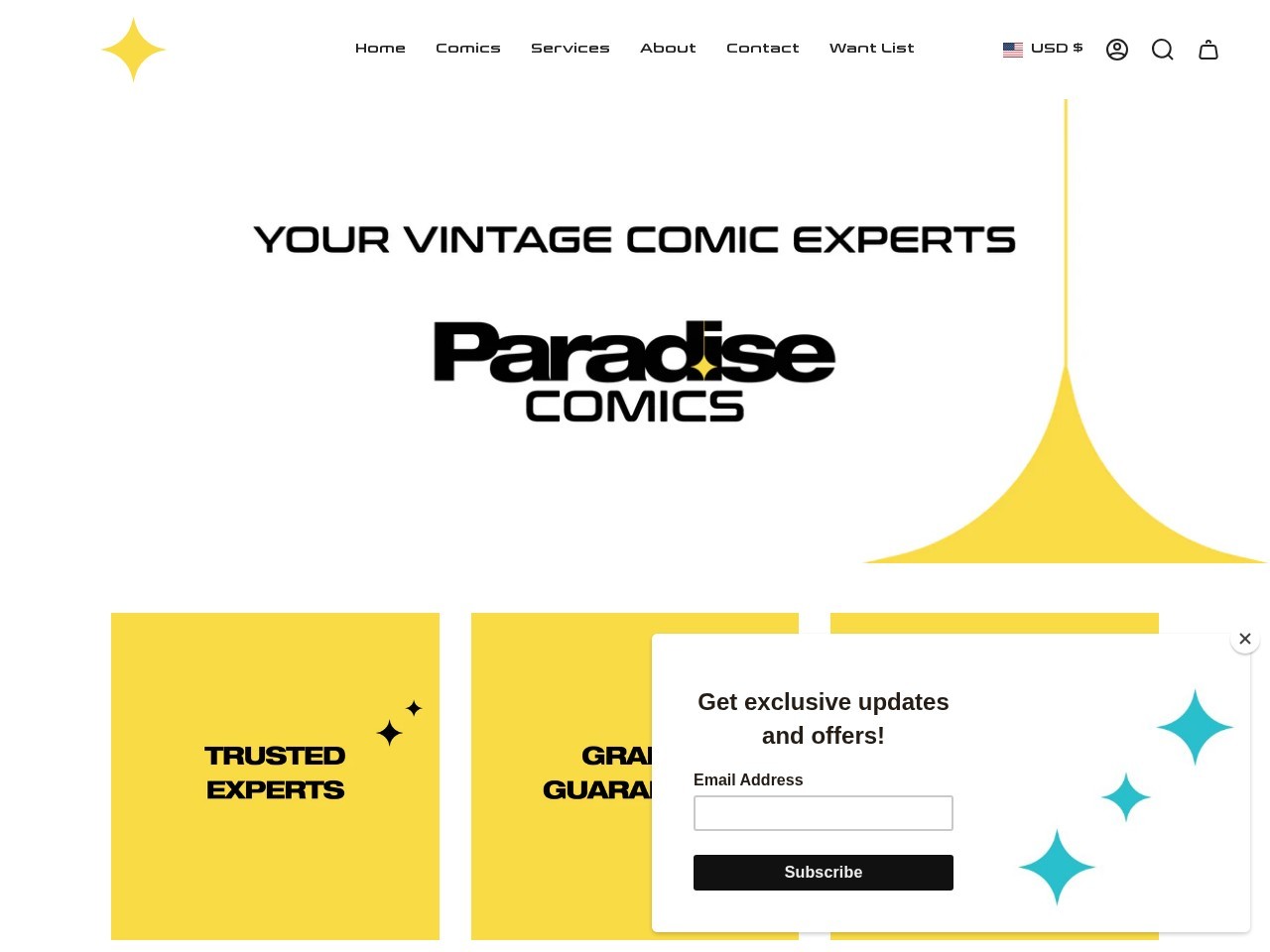 Paradise Comics — Website Preview