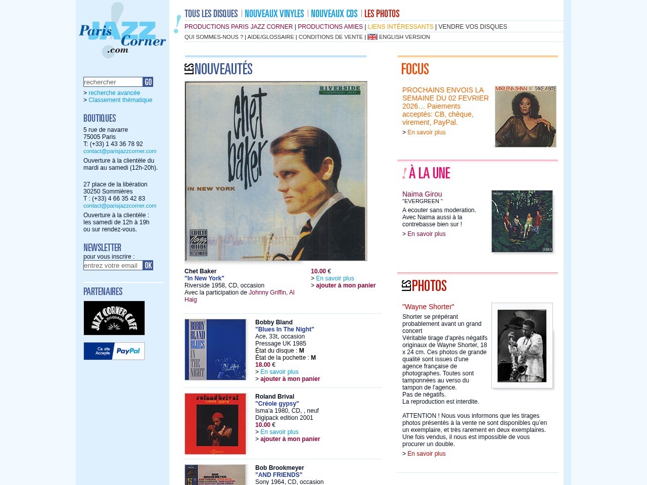 Paris Jazz Corner — Website Preview