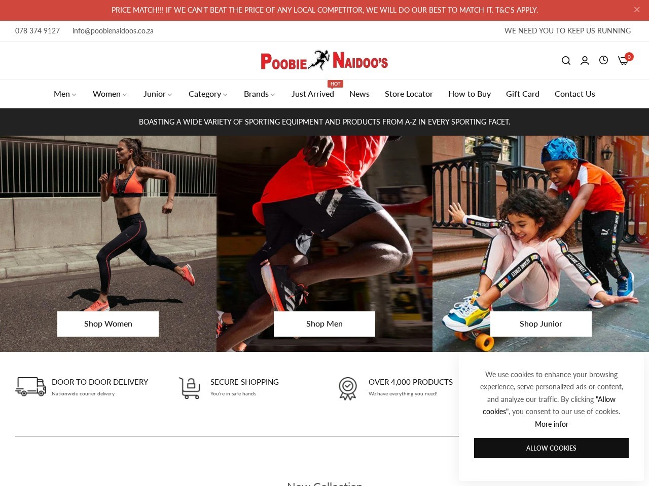Poobie Naidoo's Sports — Website Preview