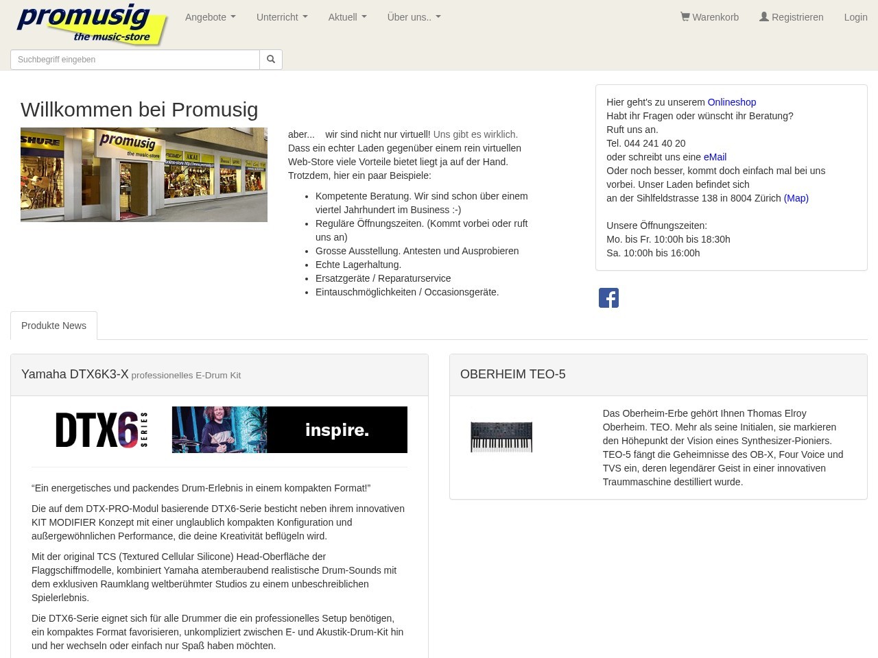 Promusig - the music store — Website Preview