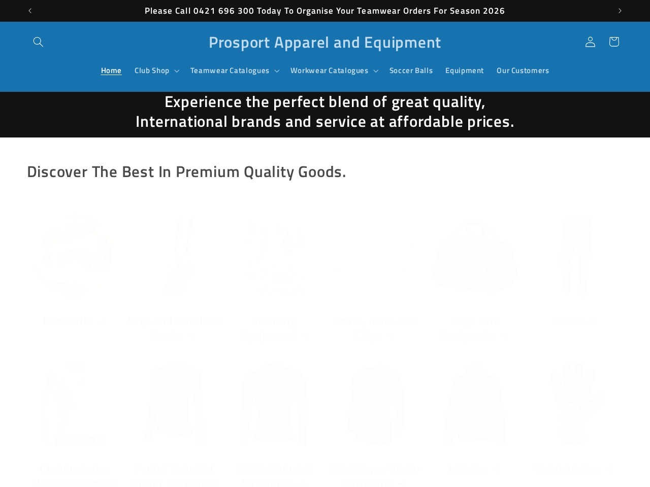 Prosport Apparel and Equipment — Website Preview