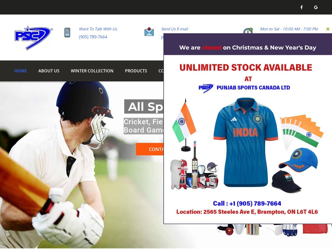 Punjab Sports Canada Ltd — Website Preview