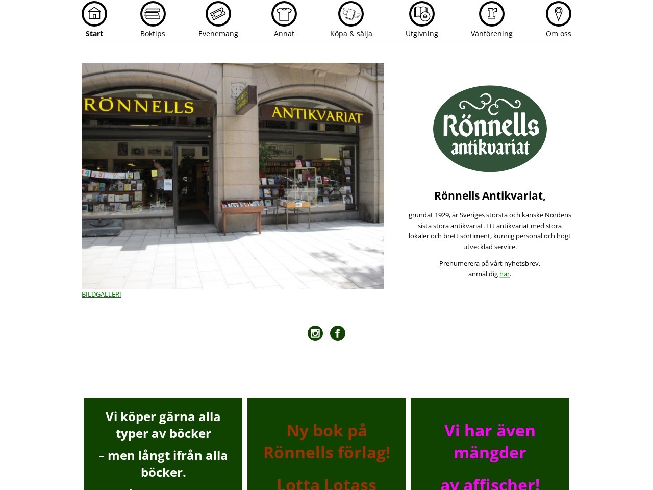Rönnells Antikvariat — Website Preview