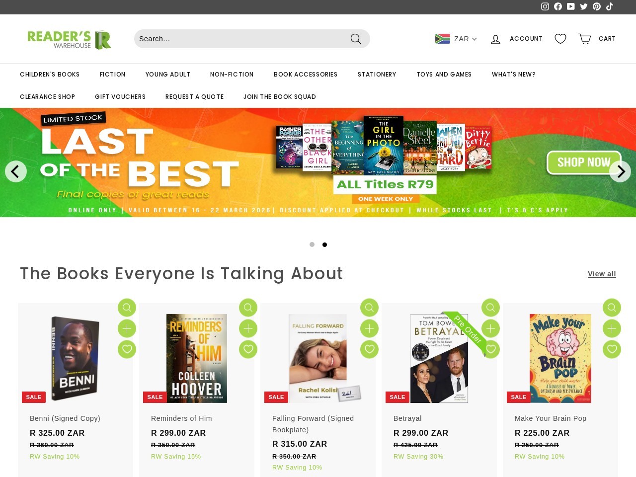 Reader's Warehouse — Website Preview