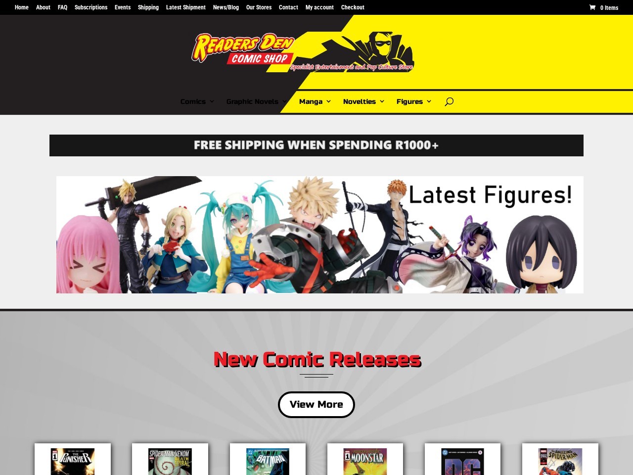 Readers Den Comic Shop — Website Preview