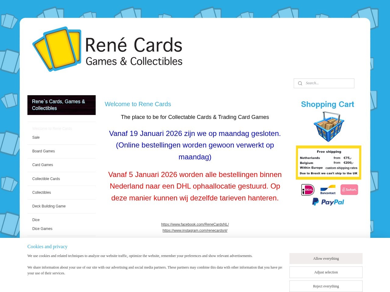 Rene Cards, Games & Collectibles — Website Preview